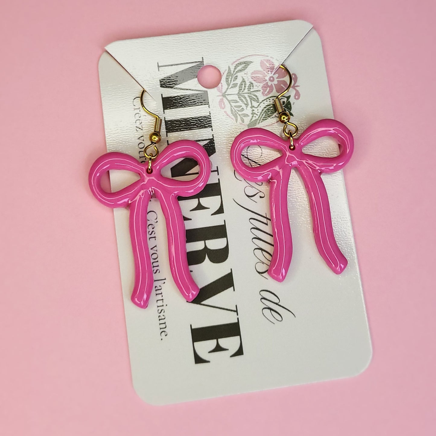 Elisabeth - boucles d'oreilles nœud rose