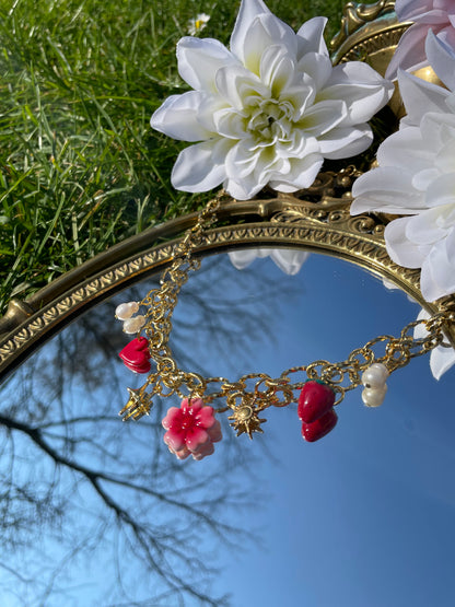 collier doré charms fruits fleurs fait main bijou personnalisable femme