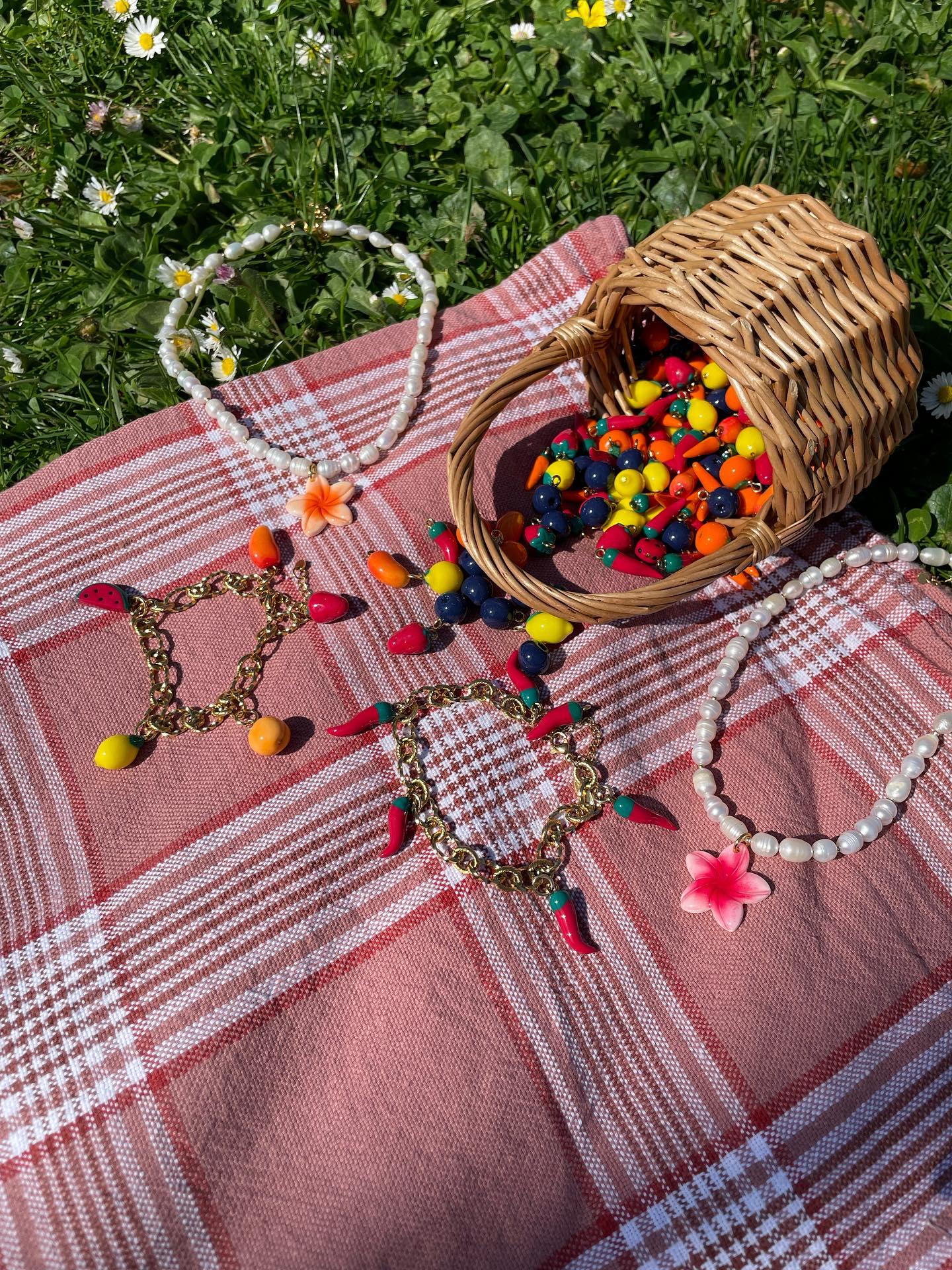 collier personnalisable charms pâte polymère acier inoxydable doré