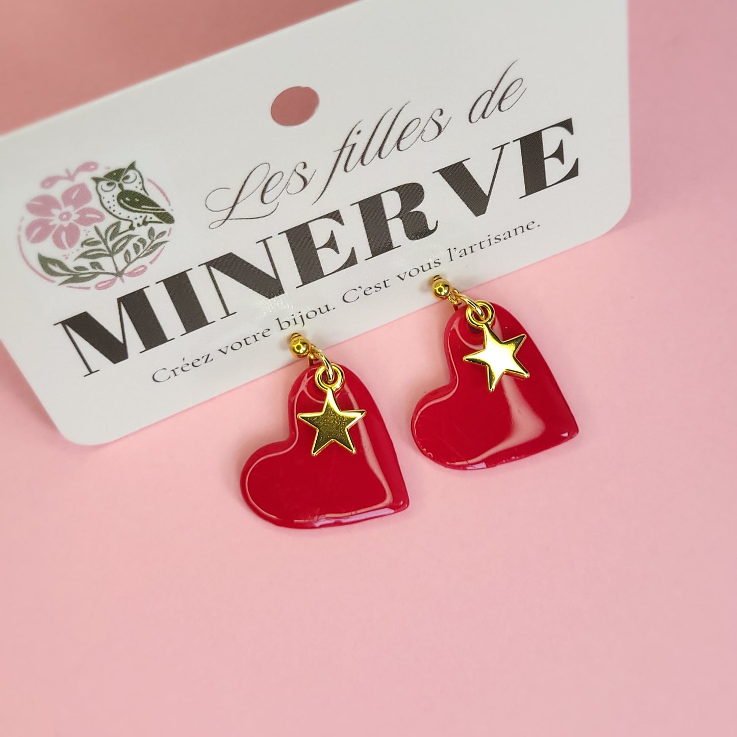 Lison - boucles d'oreilles cœur rouge