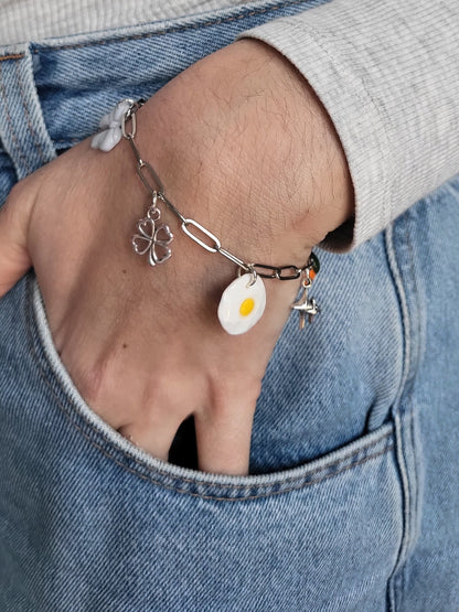 Léa - bracelet chaîne argentée charms personnalisables