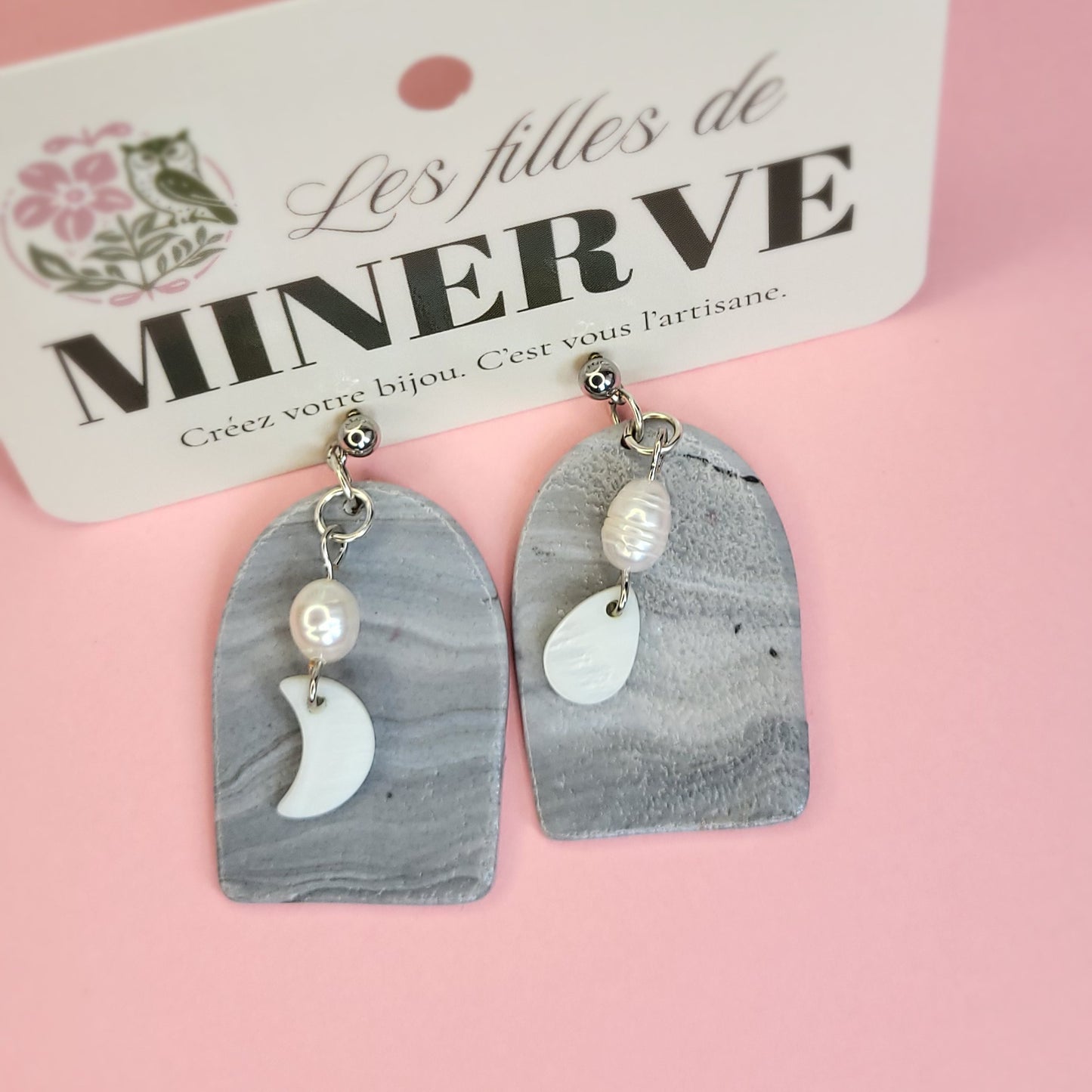 Bérénice - boucle d'oreilles pendantes monture argentée