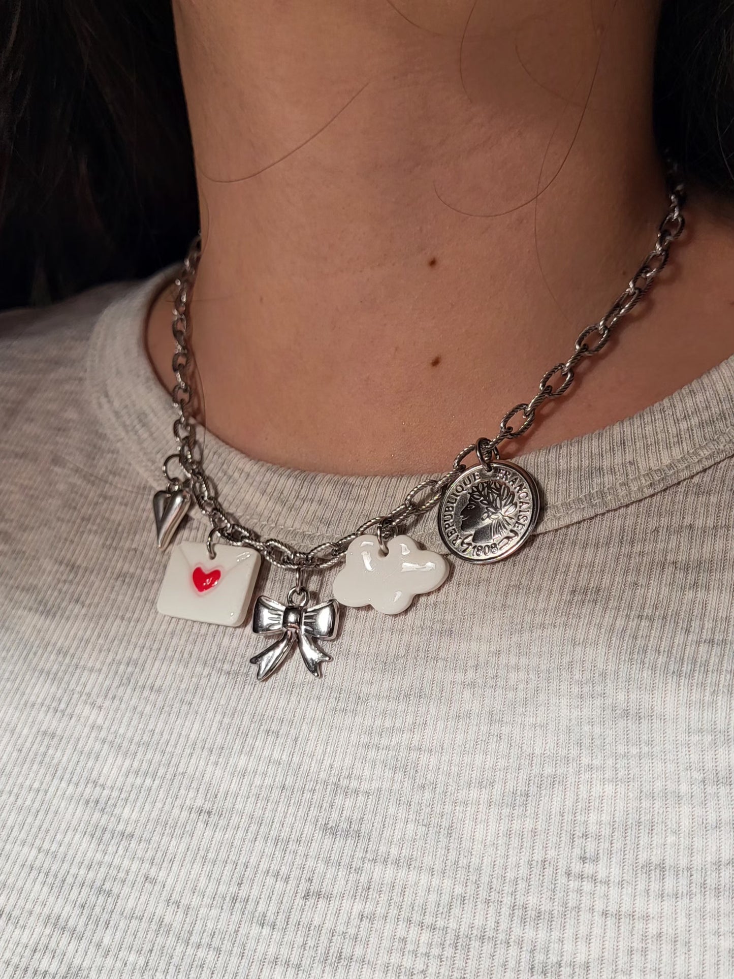 Clémence - collier chaîne argentée charms personnalisables