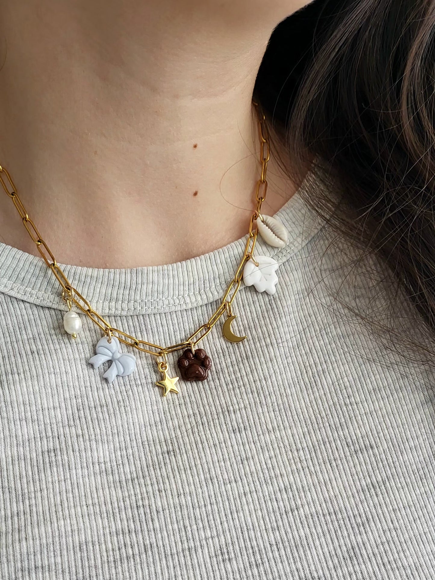 Lara -  collier chaîne dorée charms personnalisables