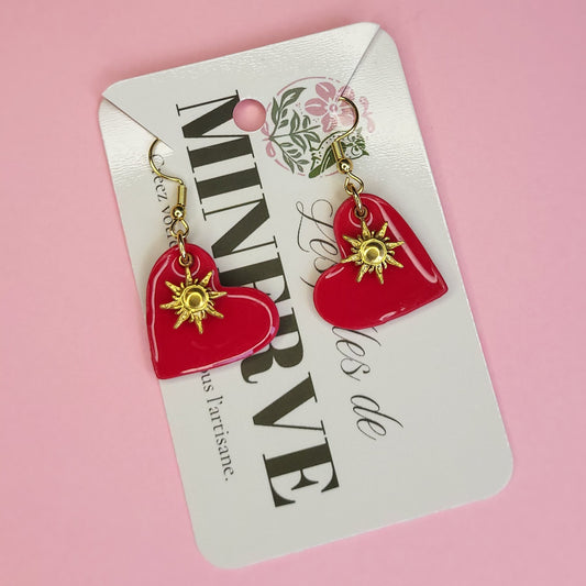 Serena - boucles d'oreilles cœur rouge