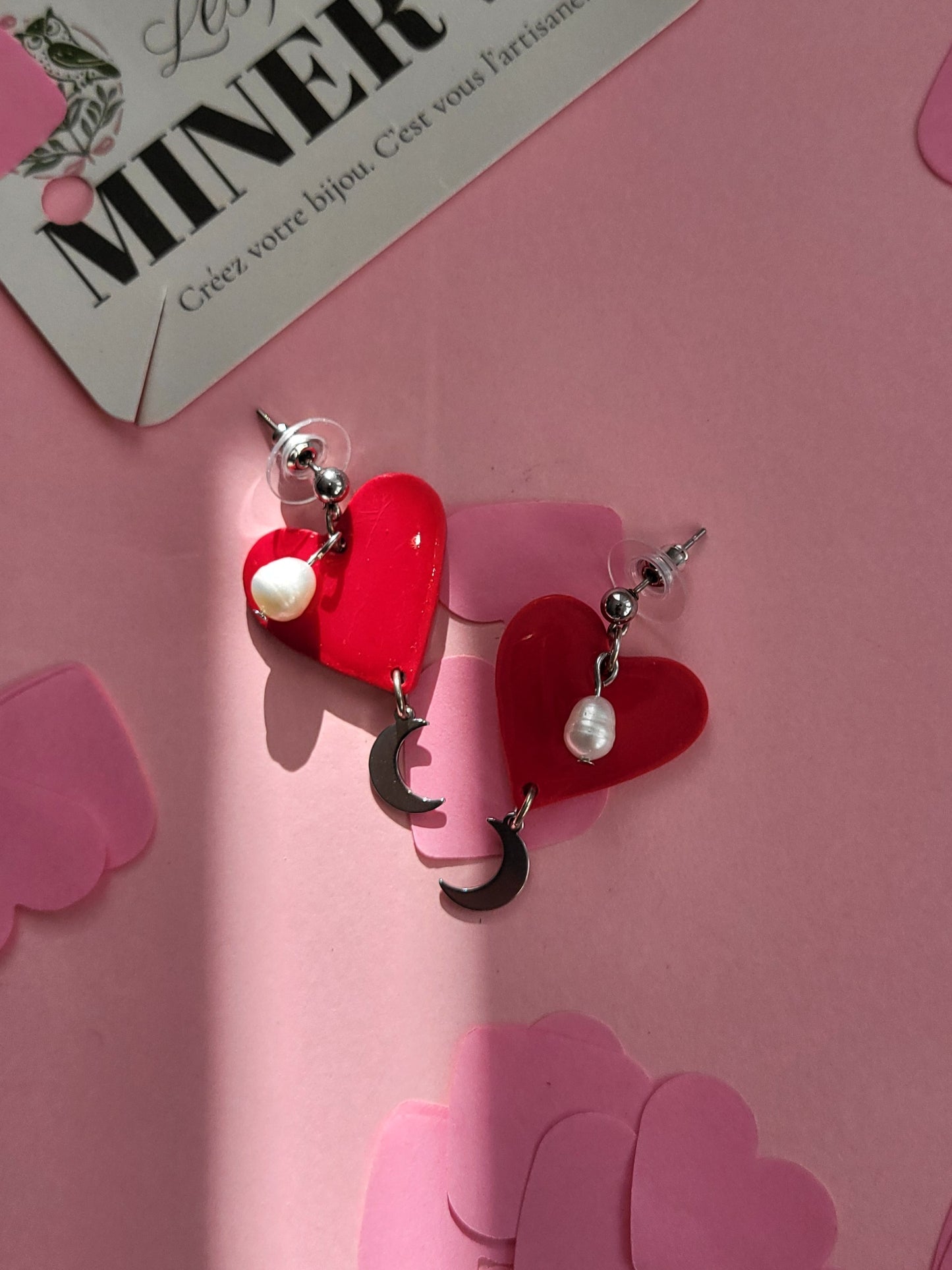 Bianca - boucles d'oreilles cœur rouge