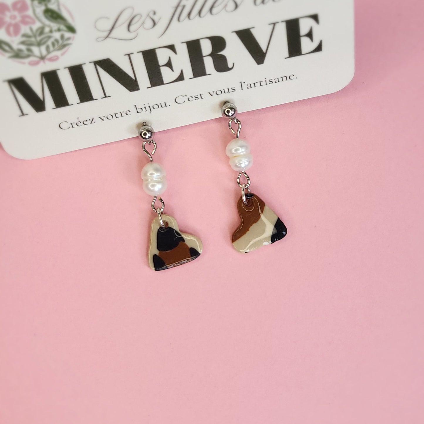 Valentine - boucles d'oreilles argentées cœur léopard