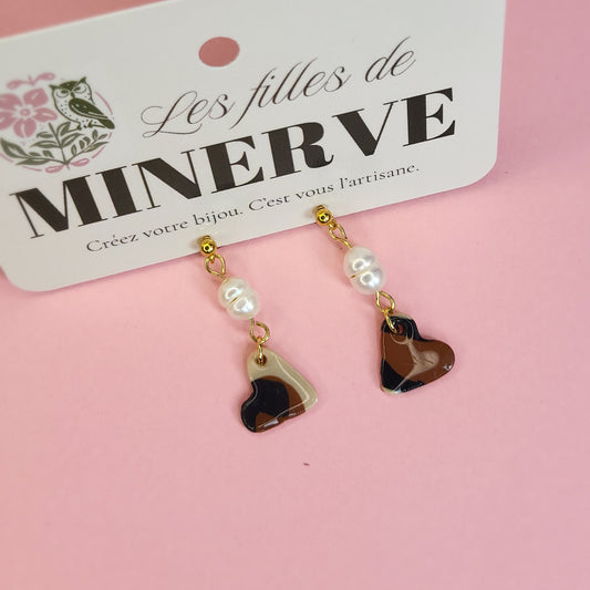 Camille - boucles d'oreilles dorées cœur léopard