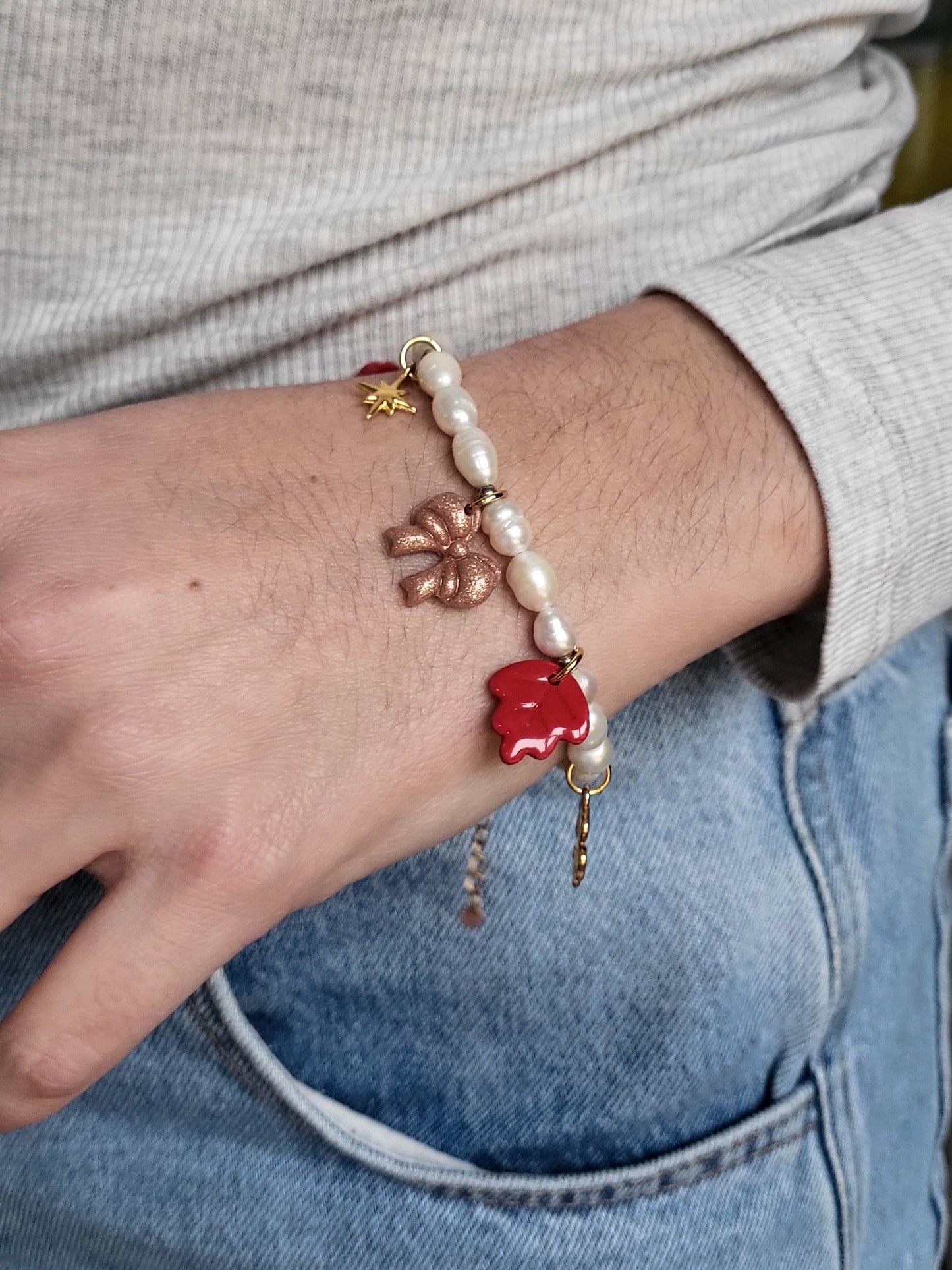 Margaux - bracelet perles d'eau douce charms personnalisables