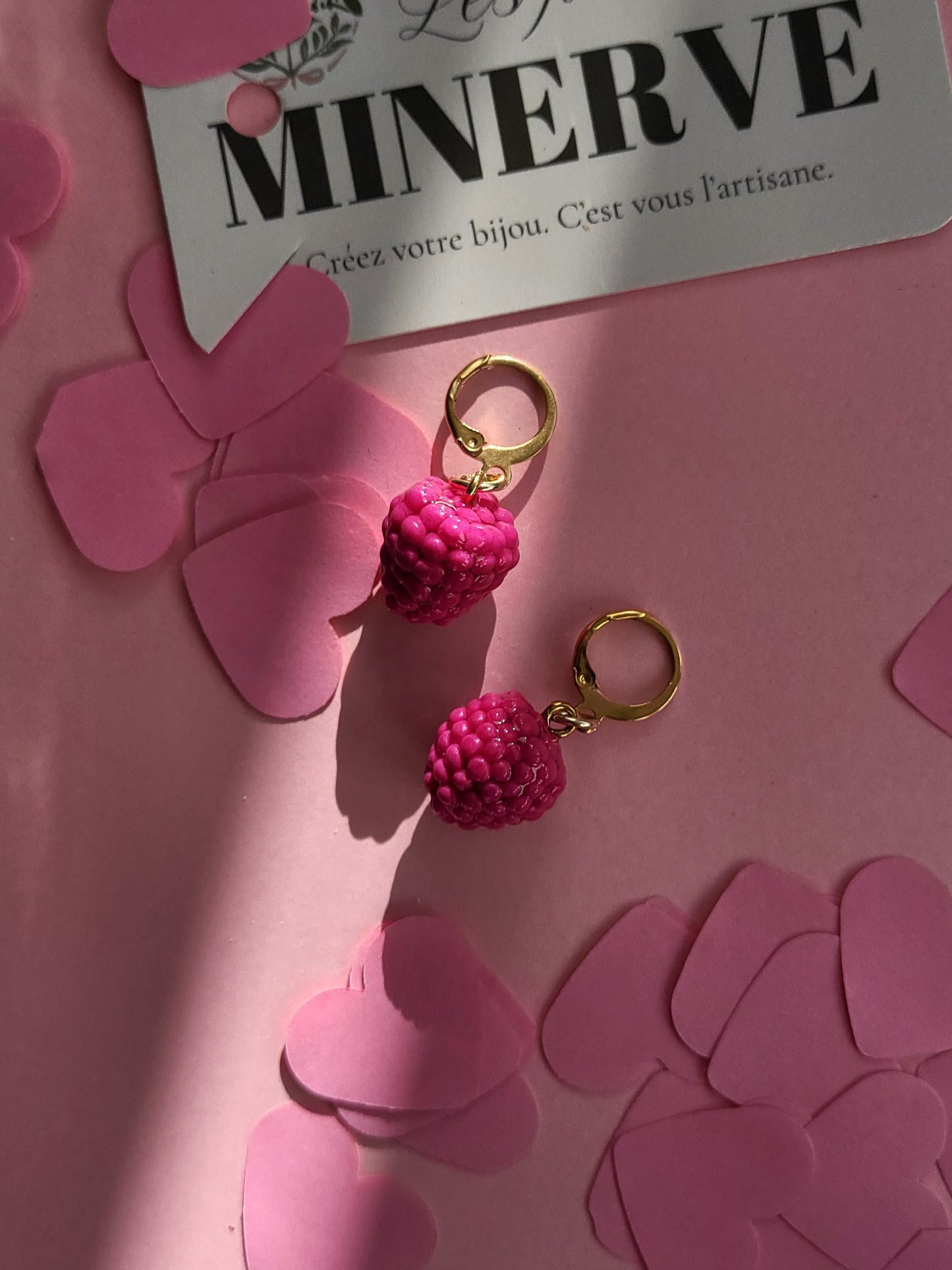 Boucles d'oreilles framboise