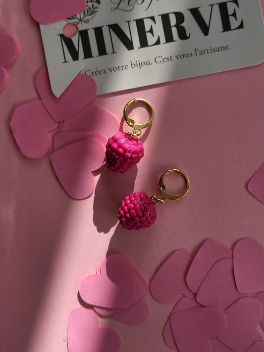 Boucles d'oreilles framboise