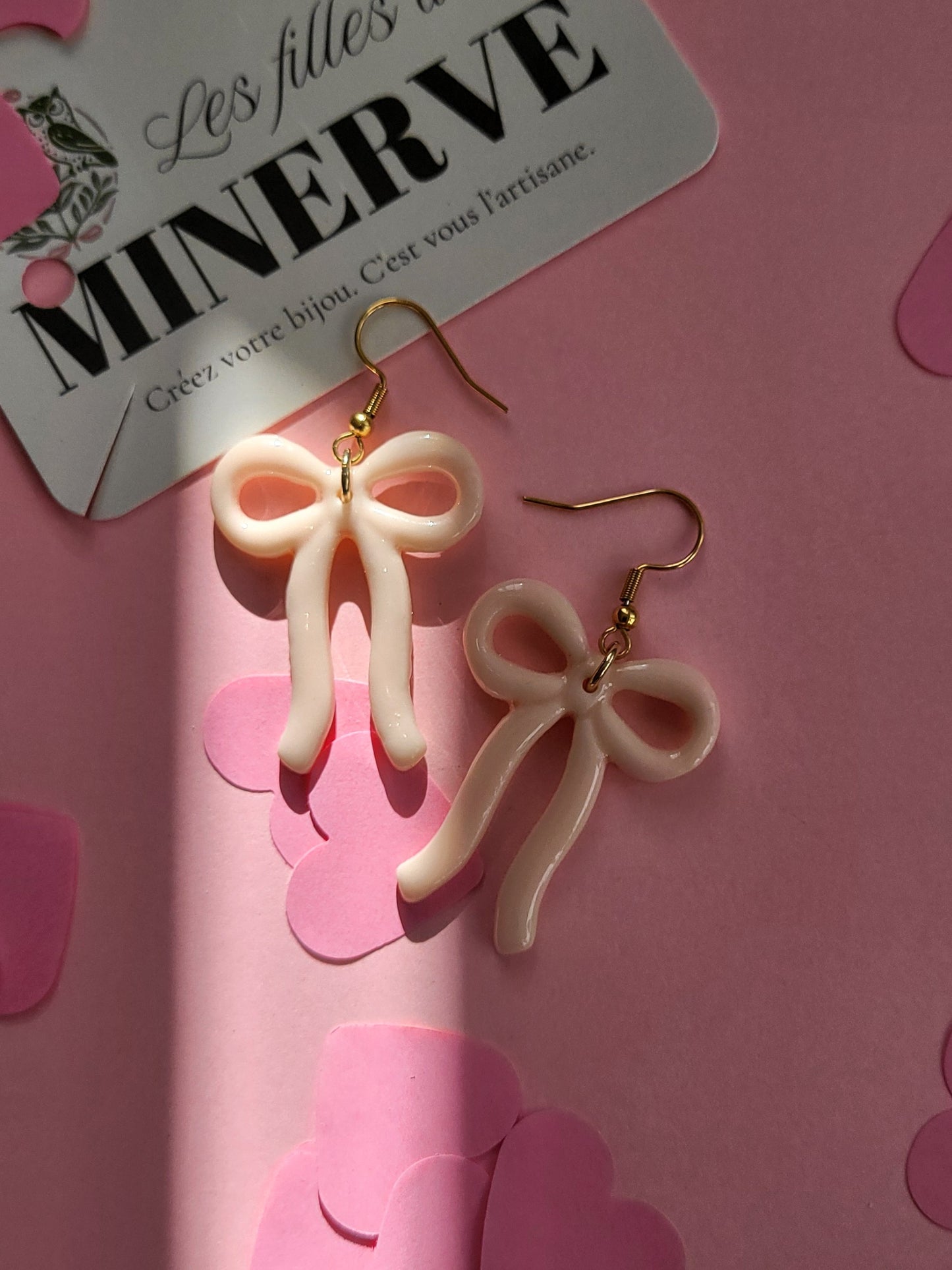 Eléonore - boucles d'oreilles nœud rose pastel
