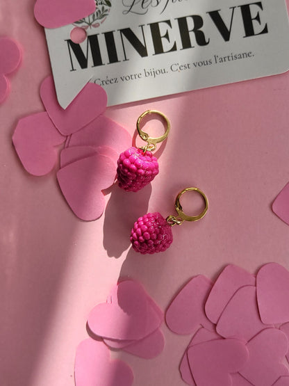 Boucles d'oreilles framboise