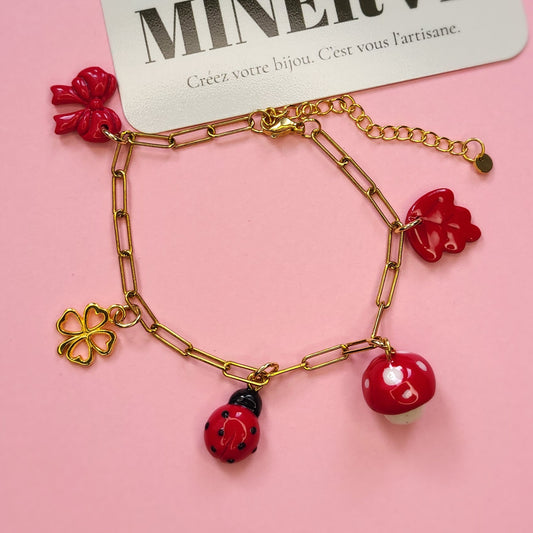 Maya -  bracelet chaîne dorée charms personnalisables