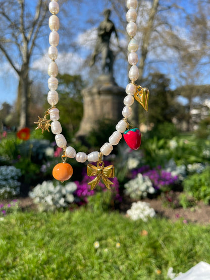 Collier perles d'eau douce - charms personnalisables