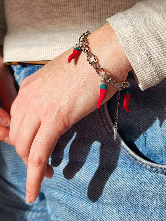 Agatha - bracelet chaîne argentée charms personnalisables