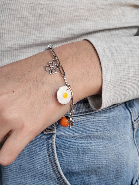 Léa — Bracelet chaîne argentée charms personnalisables