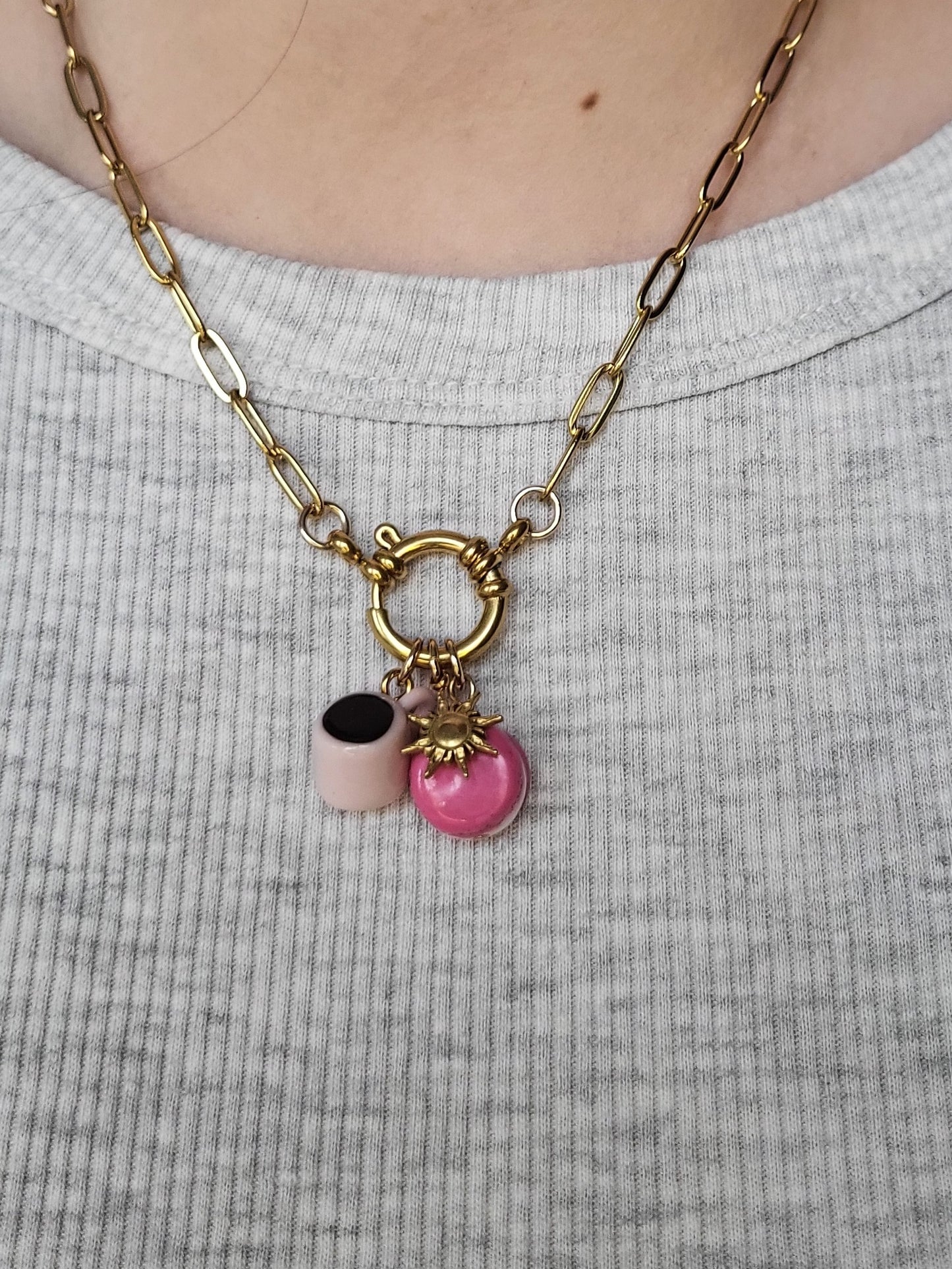 Chloé - collier chaîne dorée fermoir bouée personnalisable