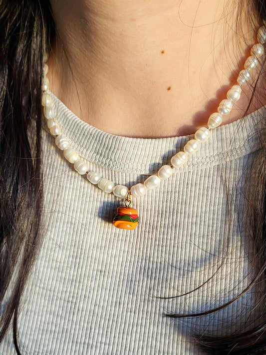 Jade - collier perles d'eau douce charms personnalisables