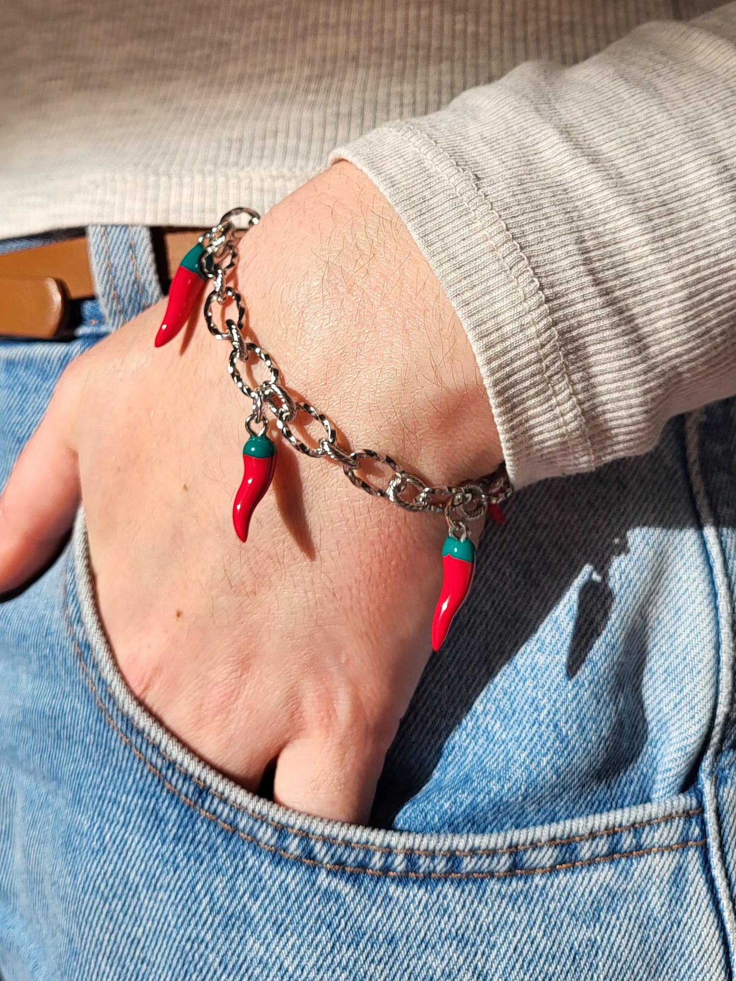 Agatha - bracelet chaîne argentée charms personnalisables