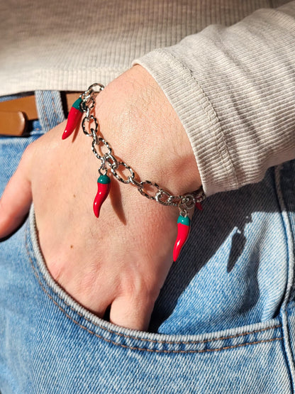 Agatha - bracelet chaîne argentée charms personnalisables