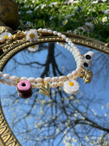 Collier perles d'eau douce - charms personnalisables